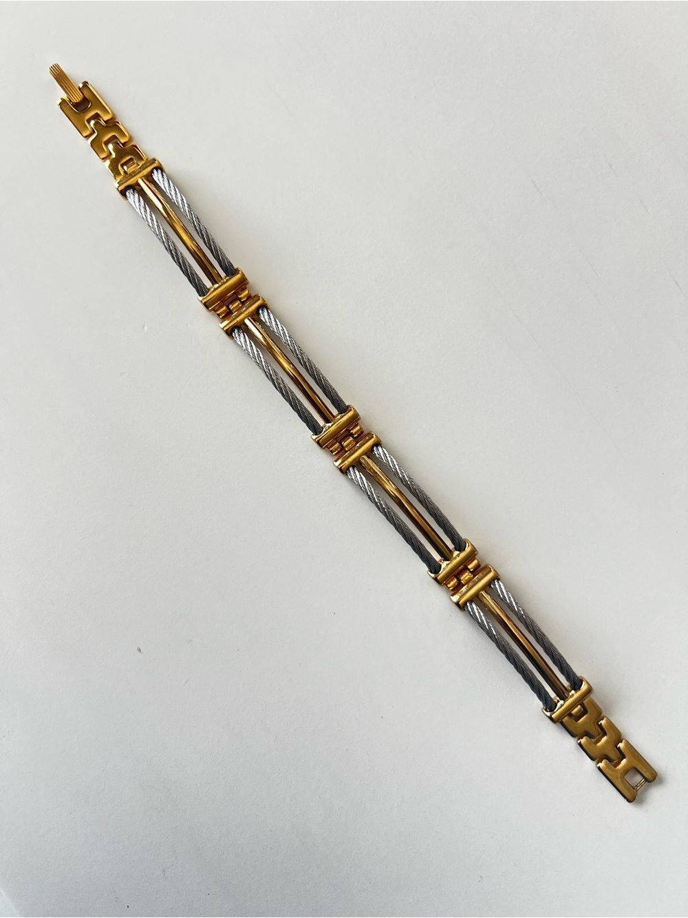 Two-Tone Gold and Silver Cable Link Bracelet - Women